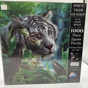 White Tiger of Eden Jigsaw Puzzle 1000 Piece 23" X 28" Colin Bogle NEW Sealed